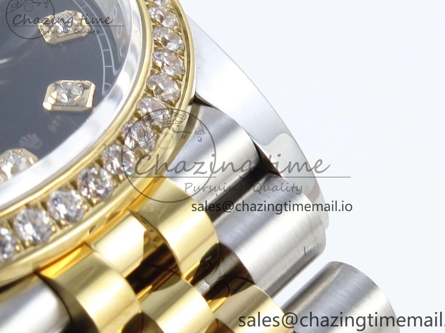 MiroTime 0109 Stretchable DateJust 36 126283RBR EWEF Best Edition Black Diamonds Dial on SS YG Jubilee Bracelet A 634